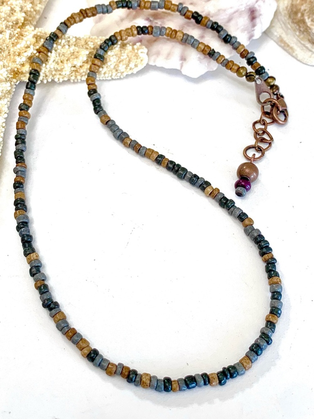 Coastal Sea Pebble Beaded Necklace